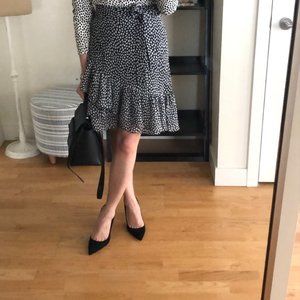 Ann Taylor Ruffle Skirt - Black with White Hearts - Size 8